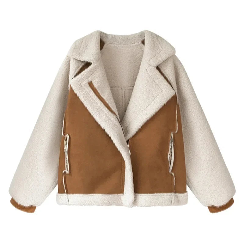 CAPUCINE™ | Ciepła kurtka z baranka w stylu ramoneski — 7