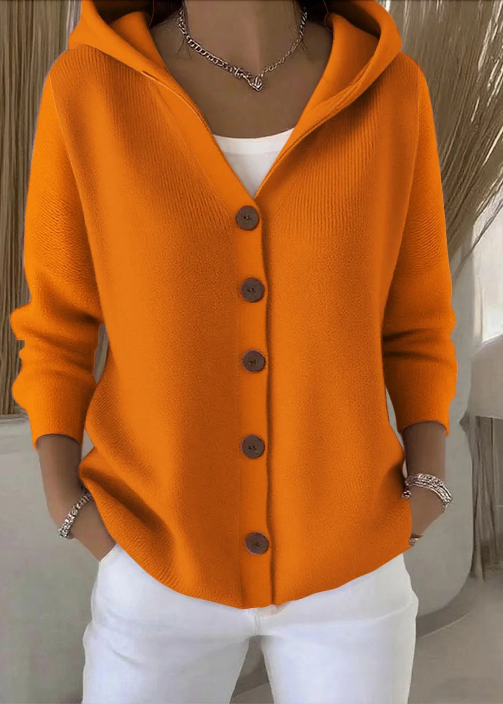CAMILLE™ | Sweter rozpinany z kapturem na guziki — 5
