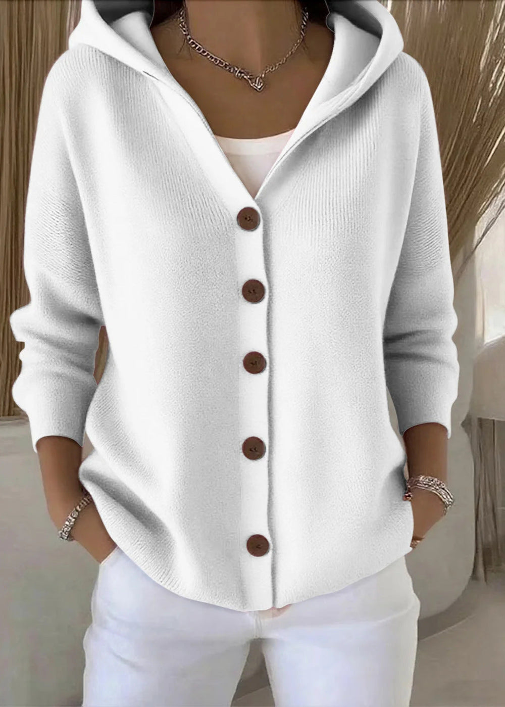 CAMILLE™ | Sweter rozpinany z kapturem na guziki — 2